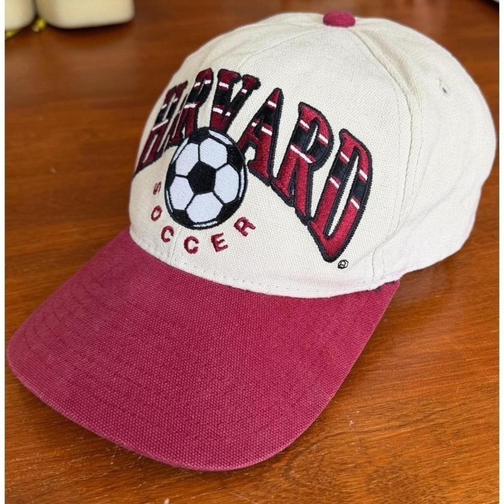 Vintage Starter Harvard Dad Strapback Hat Embroidered Soccer Ivy League Red Tan